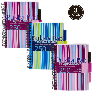 Pukka Pad ProjectBook STRIPES A5 assorti 2 couleurs quadrillé