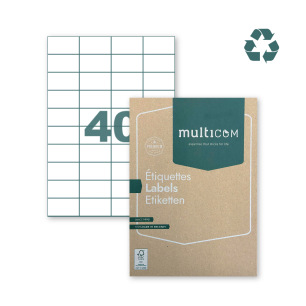Etiquettes blanches recyclées - adhésives et permanentes sur A4