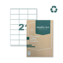 Etiquettes blanches recyclées - adhésives et permanentes sur A4