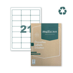 Etiquettes blanches recyclées - adhésives et permanentes sur A4