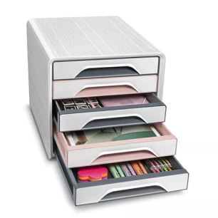 Bloc de rangement 5 tiroirs rose Mineral