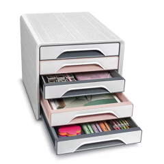 Bloc de rangement 5 tiroirs rose Mineral