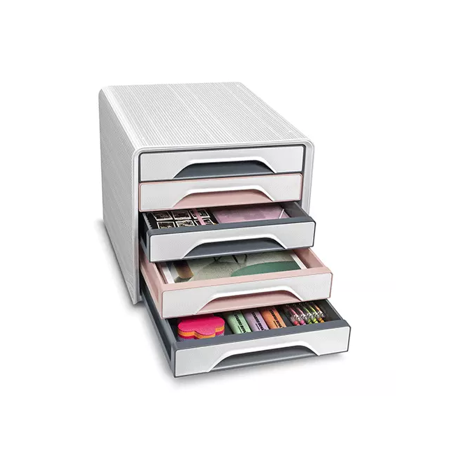 Bloc de rangement 5 tiroirs rose Mineral