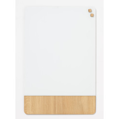 Tableau magnétique en verre mat et plaqué chêne